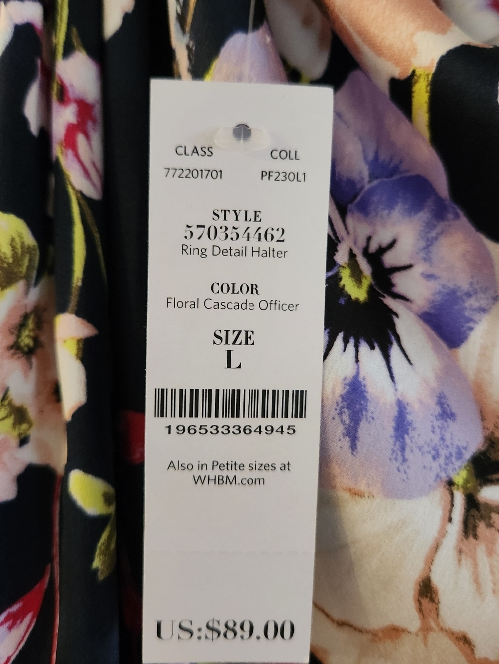 NWT - WHBM Floral Halter Neck Tank Top Size L - Picture 2 of 3